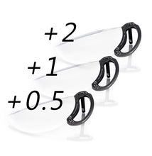 Load image into Gallery viewer, Chart showing the three available diopter strengths (+0.5, +1, +2) for the LLPLAB V5 150mm handheld split diopter filter, helping filmmakers choose the right level of split-focus and refraction effect for their project.
